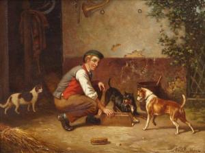 SAINTE MARIE Alfred 1853-1870,Homme nourrissant ses chiens,Mercier & Cie FR 2018-10-07