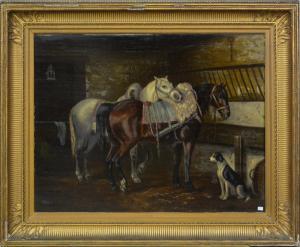 SAINTE MARIE Alfred 1853-1870,La halte avec chien et chevaux,Rops BE 2016-12-18