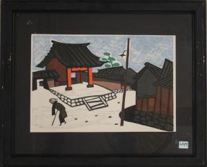 SAITO Kiyoshi 1907-1992,Entrance to Horyu-ji Temple,O'Gallerie US 2024-02-27