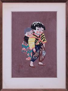 SAITO Kiyoshi 1907-1992,Little Girl with a Baby on Her Back,Clars Auction Gallery US 2013-04-13