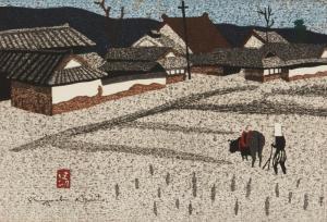 SAITO Kiyoshi 1907-1992,Plowing the Rice Field in Spring,John Moran Auctioneers US 2024-03-26