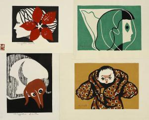 SAITO Kiyoshi 1907-1992,Profile / Profile in green / Dog / Child,Mallet JP 2010-01-29