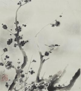 Sakakibara Shiho,bird perched on a plum blossom branch,Lempertz DE 2021-06-24