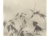 SAKAKIBARA Shikô 1895-1969,Bamboo with a pair of sparrows,Mainichi Auction JP 2017-10-21