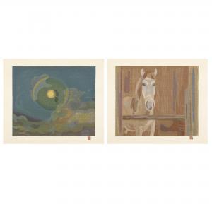 SAKAMOTO Hanjirô 1882-1969,MOON, HORSE 2 WORKS,New Art Est-Ouest Auctions JP 2022-07-23