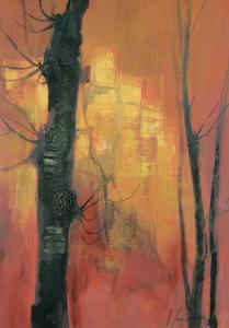 SALA SANTONJA JUAN 1923-2010,Untitled - Trees on a Crimson Haze,1969,Levis CA 2018-11-04
