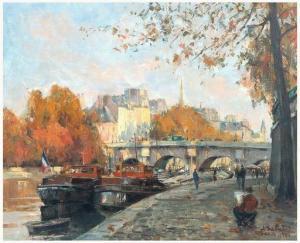 SALABET Jean 1900-1900,Artist Sketching Beside the Seine,1951,Shapiro Auctions US 2020-07-25