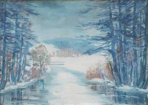 SALAMáNEK František 1908,Winter landscape with river,Vltav CZ 2017-02-27