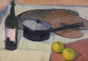 SALAMAN Michael 1911-1991,Still life with saucepan, wine bottle, apples and ,Dreweatts GB 2015-12-16