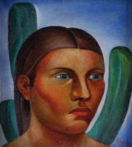 SALAZAR Rosendo 1888-1971,Rostro con cactus,1939,Morton Subastas MX 2008-06-26