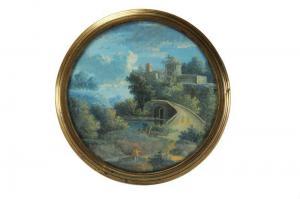 SALEMBIER Henri 1753-1820,landschap met rivier, berg, kasteel en figuur,Zeeuws NL 2016-03-22