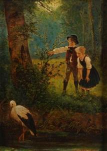 SALENTIN Hubert 1822-1910,Due fanciulli nel bosco,1886,Cambi IT 2024-02-29