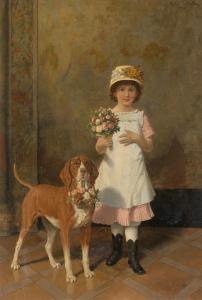 SALENTIN Hubert 1822-1910,Girl with Dog,1884,Lempertz DE 2022-05-21