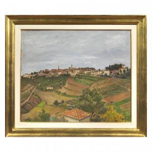 SALIETTI Alberto 1892-1961,Paesaggio toscano (Colle Valle d\’Elsa),1947,Pandolfini IT 2024-02-29