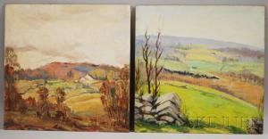 SALING Henry Frederick 1901,Two Oils on Masonite: Fall Landscape,Skinner US 2012-11-14