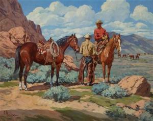 SALISBURY Paul 1903-1973,Untitled (Two Cowboys),Santa Fe Art Auction US 2020-11-14