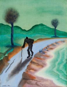 SALKELD Cecil French 1904-1969,ELDERLY MAN ON A PATH,1935,Whyte's IE 2023-05-29