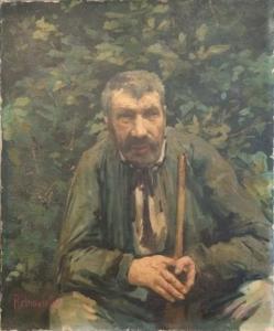 SALLES Pierre Alexandre 1867-1915,Portait d'homme en forêt,Rossini FR 2016-07-18