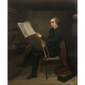 SALLES WAGNER Jules,Portrait de M… ex musicien du prince de Joinville ,1843,Tajan 2022-03-24