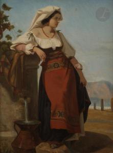 SALLES WAGNER Jules 1814-1898,Une italienne puisant de l\’eau,1867,Ader FR 2021-05-04