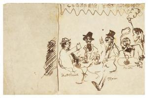 SALMON André 1881-1969,Caricatures: Closerie des Lilas (Stuart Merrill, P,Sotheby's GB 2022-05-04