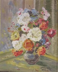 SALMON J. Marchbank 1916-1994,still life flowers,1952,Burstow and Hewett GB 2018-11-15