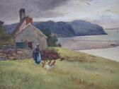 SALMON John Cuthbert,Coastal landscape with cottage, figure and poultry,Cuttlestones 2022-09-22