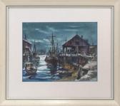 SALMON John Cuthbert 1844-1917,Moonlit harbor scene,Eldred's US 2018-06-21