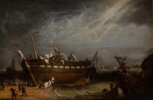 SALMON Robert W 1775-1845,Aftermath of a Tyne River Storm,1840,William Doyle US 2023-05-24