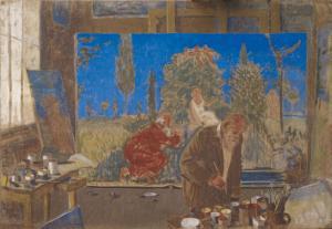 SALOMON Jacques 1885-1985,Le peintre Ker-Xavier ROUSSEL dans son atelier de ,Joron-Derem 2023-06-30
