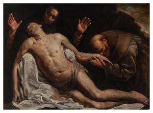 Saltarello Luca 1610-1640,Lamentation with Saints Francis and Clare,Sotheby's GB 2024-01-31