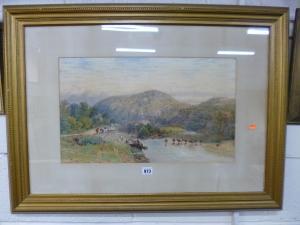 SALTER John William 1825-1891,Cattle watering in lake landscape with figures,1875,Richard Winterton 2016-06-11