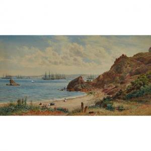 SALTER John William,COASTAL VIEW WITH TALL SHIPS AND FIGURES ON THE CO,1869,Waddington's 2019-02-28