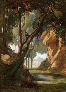 SALTZMANN Gustave 1811-1872,Blick durch Waldlichtung auf eine Stadt,Zofingen CH 2017-11-30