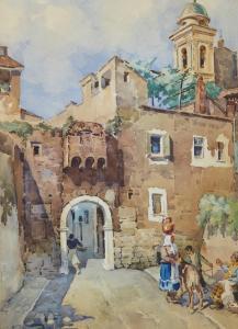 SALVARANI Arcangelo 1882-1953,Paesaggio con personaggi,Capitolium Art Casa d'Aste IT 2022-03-01