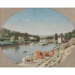 SALVATORE SIMONCINI 1800-1900,Paesaggio fluviale con personaggi,1885,Trionfante IT 2018-04-19