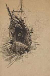 SAMOKISH Nikolai Semenovich 1860-1944,Ship in the Dock,MacDougall's GB 2017-06-07
