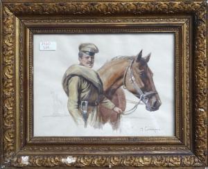 SAMOKISH Nikolai Semenovich 1860-1944,Soldier with a horse,Antonija LV 2022-09-10