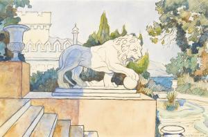 SAMOKISH Nikolai Semenovich 1860-1944,THE LIONS OF THE VORONTSOV PALACE, ALUPKA,Sotheby's 2014-06-03