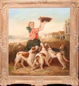 SAMPSON Leigh,GIRL WITH DOGS,1896,B.S. Slosberg, Inc. Auctioneers US 2008-03-16