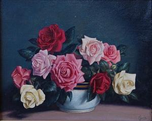 SANCHA Carlos Luis 1920-2001,Still life roses in a bowl,1951,Lacy Scott & Knight GB 2018-09-14