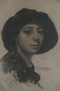 SANCHIS YAGO Rafael 1891-1974,retrato de mujer con sombrero,1916,Subastas Segre ES 2005-10-25
