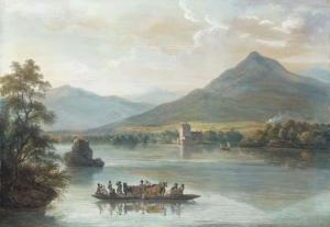 SANDBY Paul 1731-1809,Ross Castle, Killarney, with villagers on a ferryboat,Christie's GB 2003-05-15