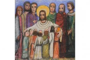 SANDER Richard 1906-1987,Christus holt die Kinder zu sich,Schmidt Kunstauktionen Dresden 2015-09-26