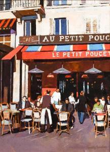 SANDERS JEREMY 1969,Parisian cafe with figures seated beneath a red awning,Tennant's GB 2024-01-05