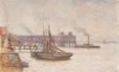 SANDERS Thomas Hale 1800-1900,Boats at the Dock,1889,Hindman US 2014-04-11