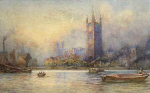 SANDERS Thomas Hale,THE PALACE OF WESTMINSTER FROM THE THAMES,1899,Mellors & Kirk 2016-09-14