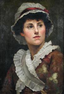 SANDERSON Julia 1870-1880,Portrait of a Lady in a Mob Cap and Lace Fichu,Cheffins GB 2009-03-26