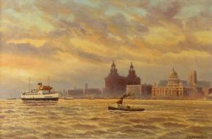 SANDERSON T R,Liverpool Estuary and The Liver Buildings with boa,Eastbourne GB 2015-09-10