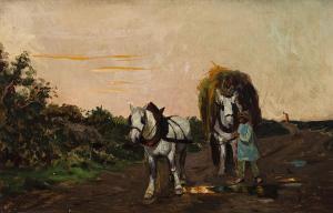 SANDHAM Henry John 1842-1910,Hauling Hay,Heffel CA 2023-07-27